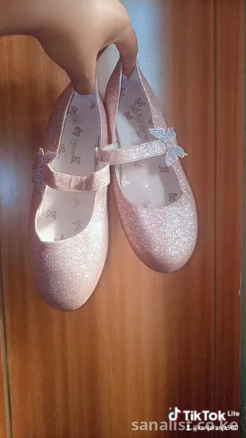 Sparkling Rose Gold Glitter Mary Jane Flats for Women | Stylish Flats | Size 33