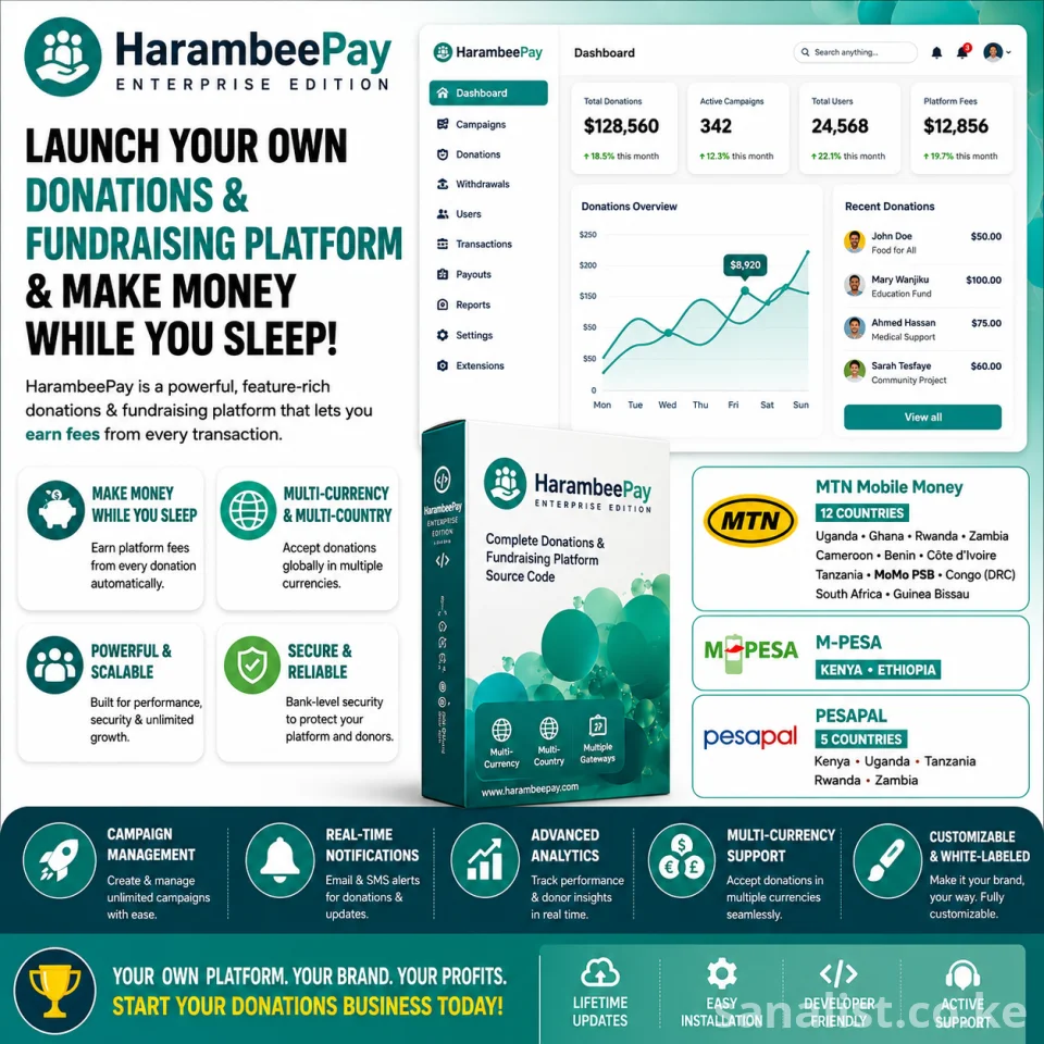 HarambeePay – Enterprise Donations, Fundraising & Crowdfunding Platform PHP Script Source Code