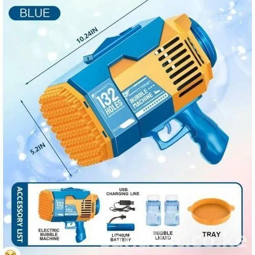 Rocket Bubble Gun 132-Hole Automatic Bubble Machine Toy – Pink Rechargeable Bubble Blower for Kids