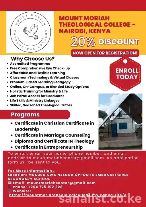 Mount Moriah Theological College | Christian Education Kenya