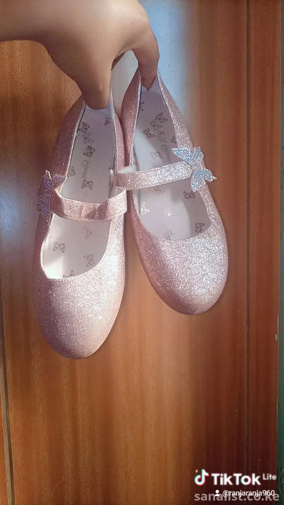 Sparkling Rose Gold Glitter Mary Jane Flats for Women | Stylish Flats | Size 33