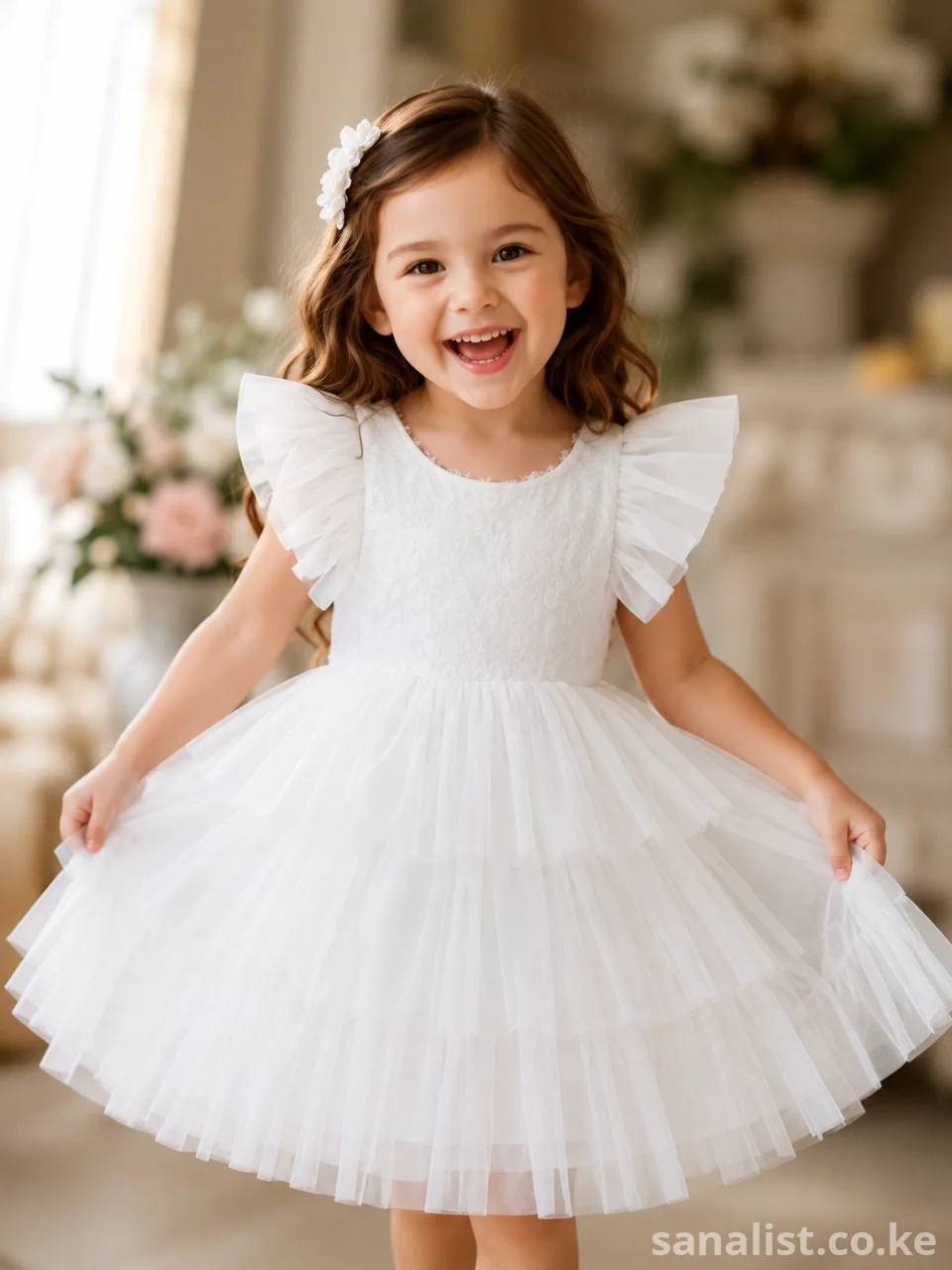 White Flower Girl Dress | Baby Girl Clothes Kenya - ActiveKids