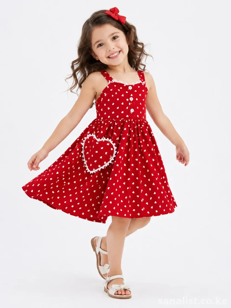 Red Heart Print Girls Dress | Baby Girl Clothes Kenya